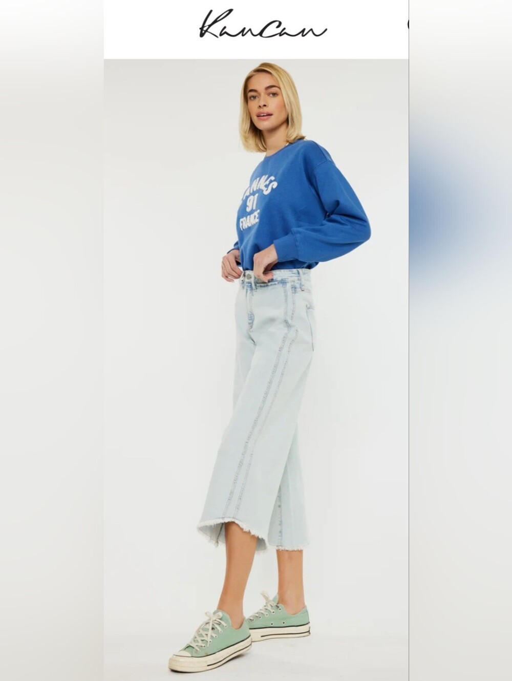 Kancan Arnie High Rise Crop Gaucho Pants – Comfort Stretch Light Wash Size 11/29